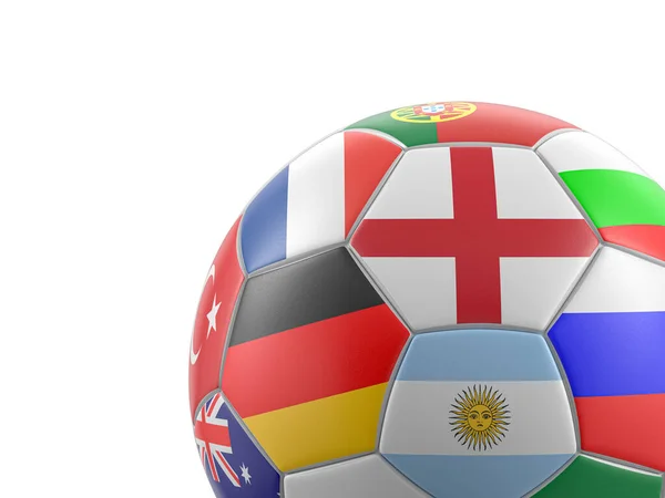 白い背景にサッカーボールの国旗 3Dイラスト — ストック写真
