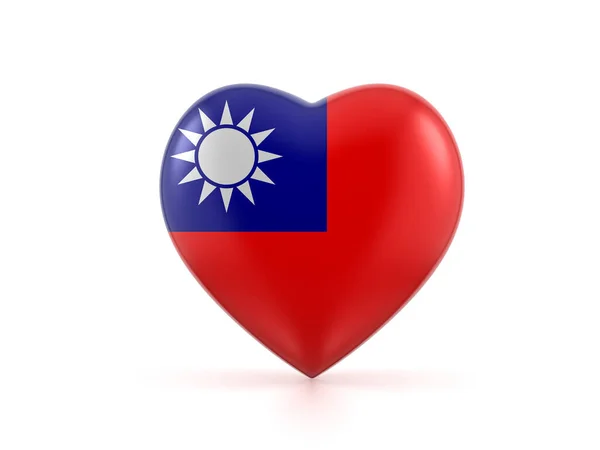 stock image Taiwan heart flag on a white background. 3d illustration.