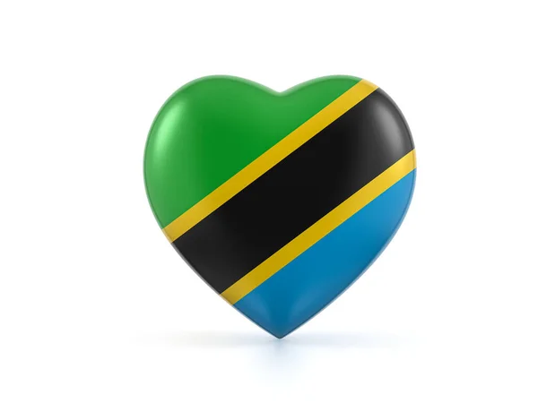 Tanzanie Srdeční Vlajka Bílém Pozadí Ilustrace — Stock fotografie
