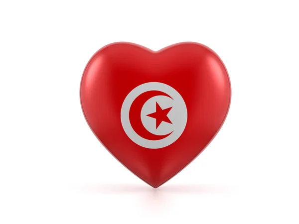 Tunisia Heart Flag White Background Illustration — Stock Photo, Image