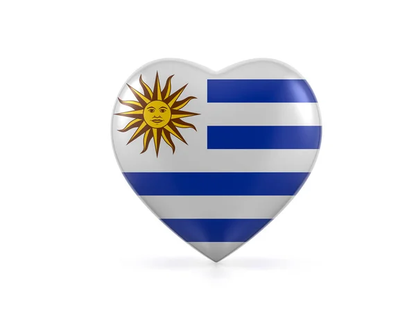 白色背景上的乌拉圭心脏旗 3D说明 — 图库照片