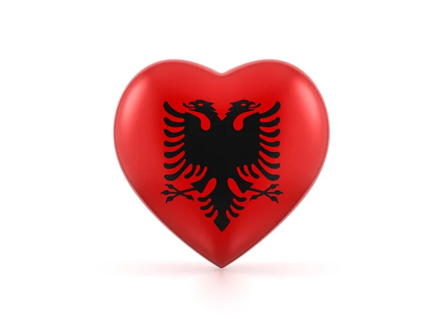 Bandiera Cuore Albania Sfondo Bianco Illustrazione — Foto Stock