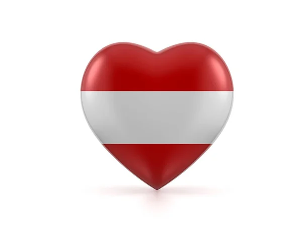 白色背景上的奥地利心脏旗 3D说明 — 图库照片