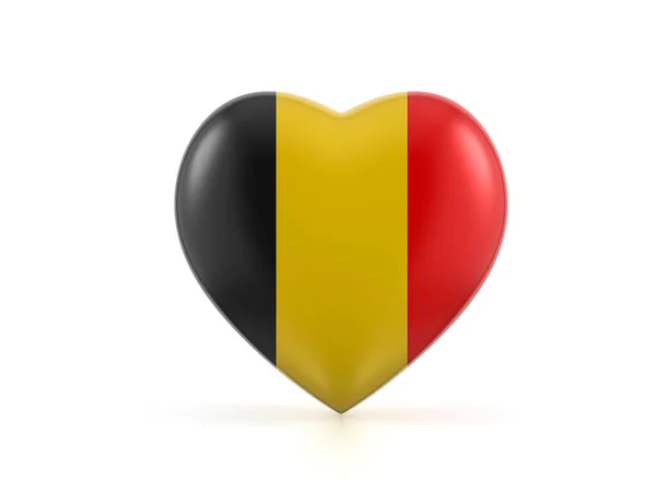 Belgien Hjärta Flagga Vit Bakgrund Illustration — Stockfoto