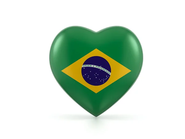 stock image Brazil heart flag on a white background. 3d illustration.