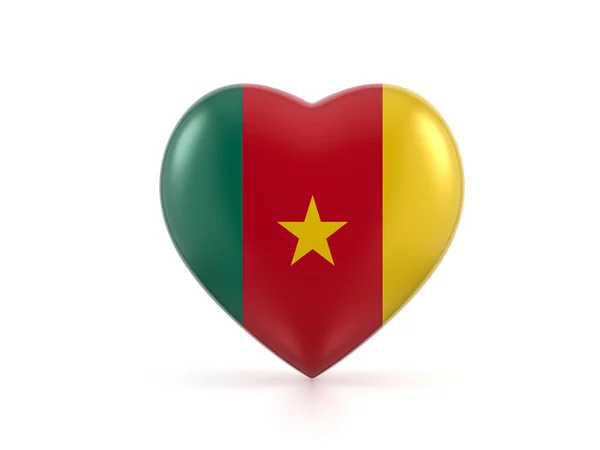 Kamerun Herz Flagge Auf Weißem Hintergrund Illustration — Stockfoto