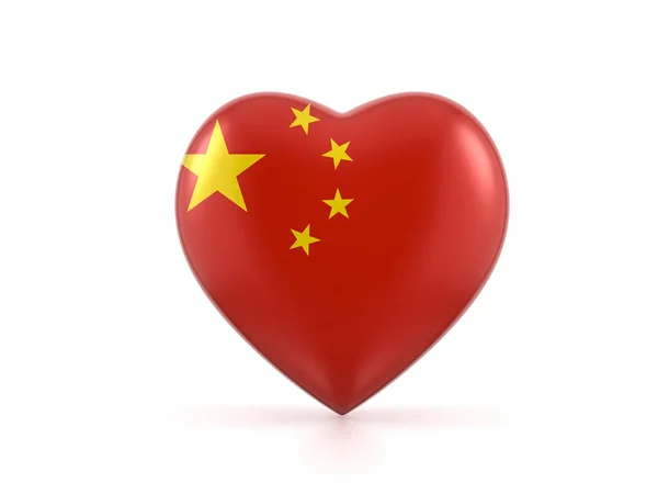 Kina Hjärta Flagga Vit Bakgrund Illustration — Stockfoto