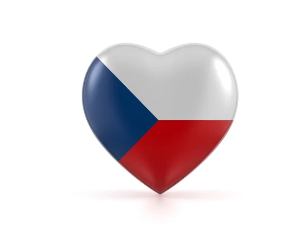 República Checa Bandeira Coração Sobre Fundo Branco Ilustração — Fotografia de Stock