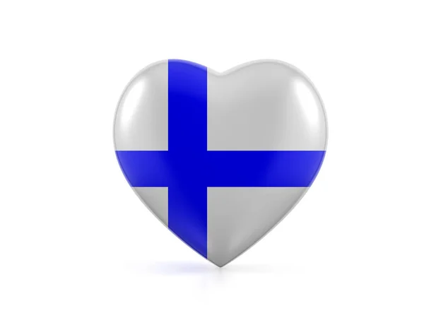 Finlândia Bandeira Coração Fundo Branco Ilustração — Fotografia de Stock