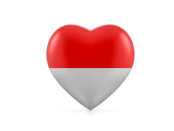 白色背景上的印度尼西亚心脏旗 3D说明 — 图库照片