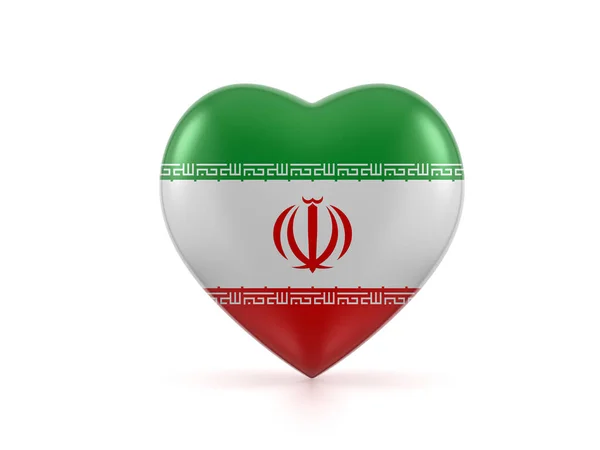 Iranische Herzfahne Auf Weißem Hintergrund Illustration — Stockfoto