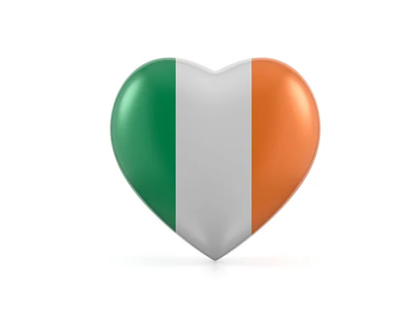 Írország Szív Zászló Fehér Háttérrel Illusztráció — Stock Fotó