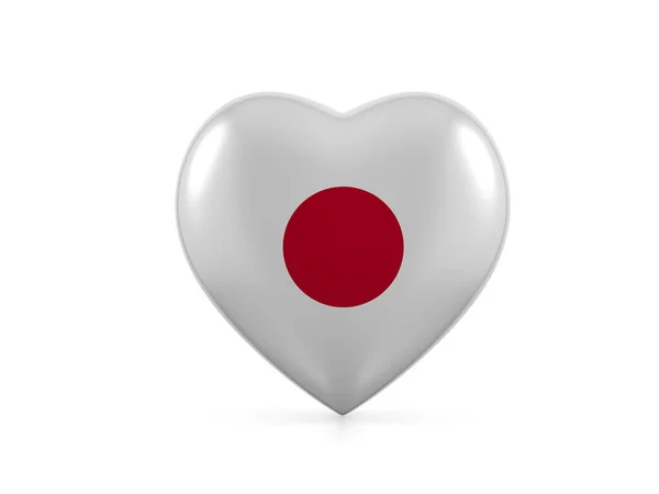 Bandeira Coração Japão Fundo Branco Ilustração — Fotografia de Stock