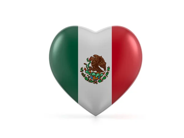 白色背景上的墨西哥心脏旗 3D说明 — 图库照片