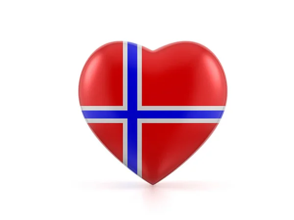 Norvegia Bandiera Del Cuore Uno Sfondo Bianco Illustrazione — Foto Stock