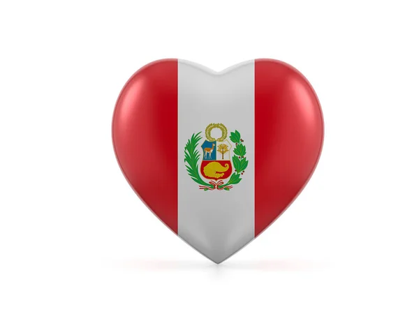 Peru Szív Zászló Fehér Háttérrel Illusztráció — Stock Fotó