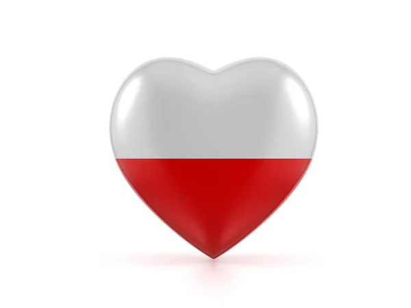 Beyaz Arka Planda Polonya Nın Kalp Bayrağı Illüstrasyon — Stok fotoğraf