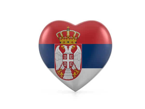 Srbská Srdeční Vlajka Bílém Pozadí Ilustrace — Stock fotografie