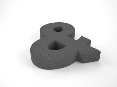 Knitted ampersand symbol on a white background. 3d illustration.