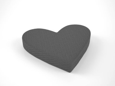 Knitted heart symbol on a white background. 3d illustration.