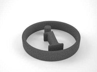 Knitted info symbol on a white background. 3d illustration.