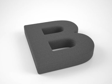 Knitted letter B on a white background. 3d illustration.