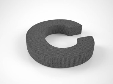 Knitted letter C on a white background. 3d illustration.