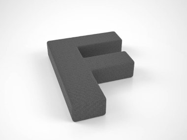 Knitted letter F on a white background. 3d illustration.