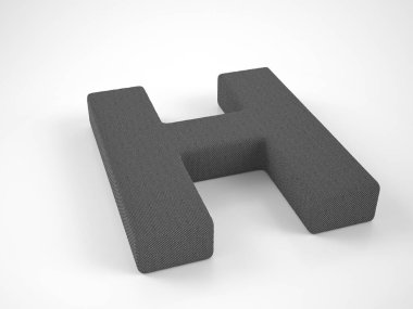 Knitted letter H on a white background. 3d illustration.