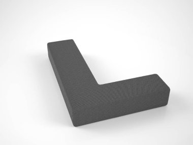 Knitted letter L on a white background. 3d illustration.