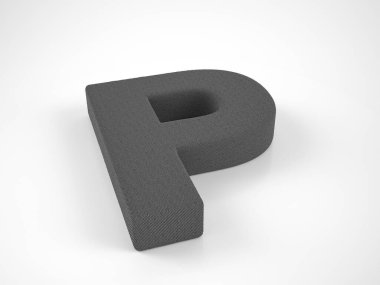 Knitted letter P on a white background. 3d illustration.