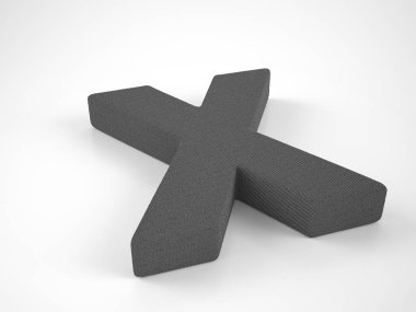 Knitted letter X on a white background. 3d illustration.