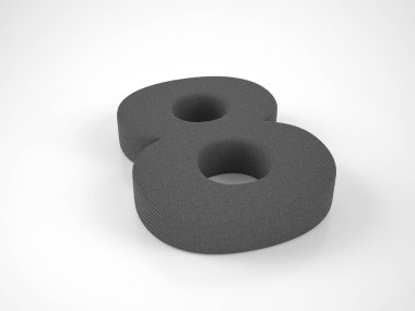 Knitted number eight on a white background. 3d illustration.