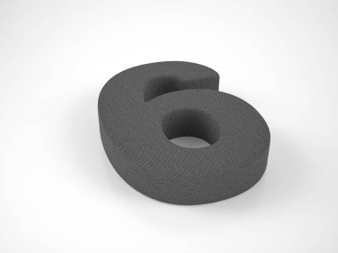 Knitted number six on a white background. 3d illustration.