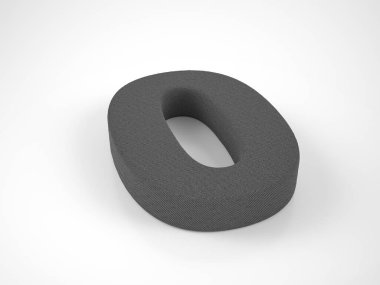 Knitted number zero on a white background. 3d illustration.