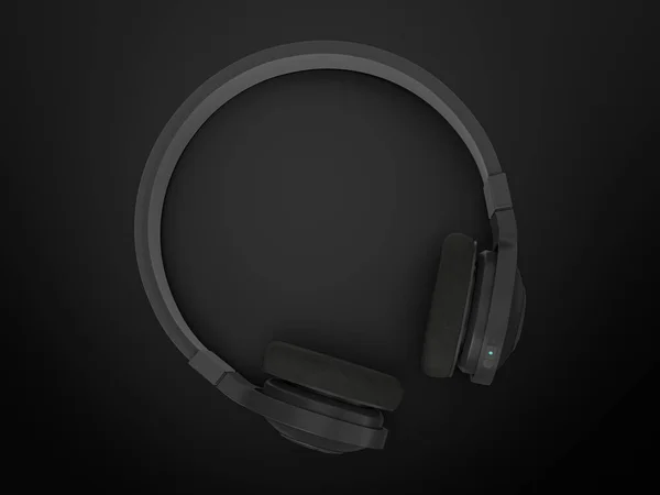黒い背景のヘッドフォン 3Dイラスト — ストック写真