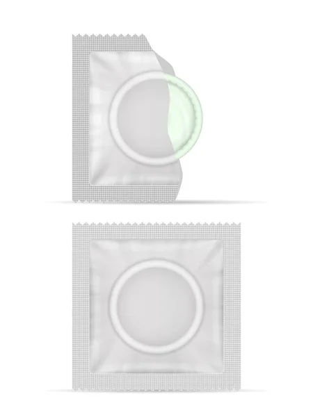 Prezervatif Paketi Beyaz Arka Planda Vektör Illüstrasyonu — Stok Vektör