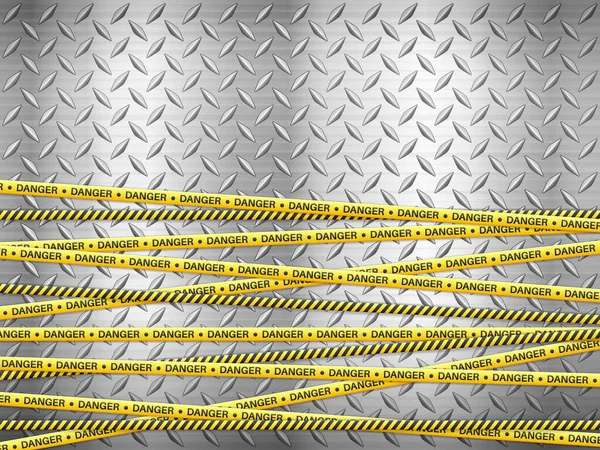 Danger Tape Metal Background Vector Illustration — Vettoriale Stock