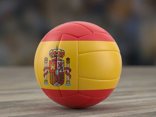 Volleyball Spanien Flagge Auf Einem Holzboden Illustration — Stockfoto