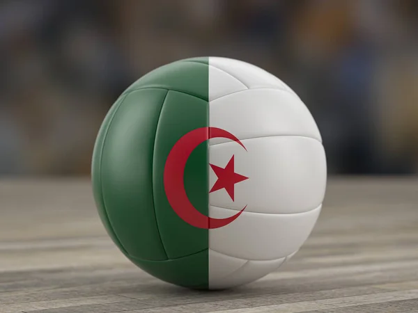 Pallavolo Algeria Bandiera Pavimento Legno Illustrazione — Foto Stock