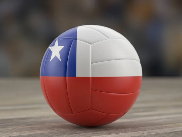Volleyball Ball Chile Flag Wooden Floor Illustration — Stock Photo, Image