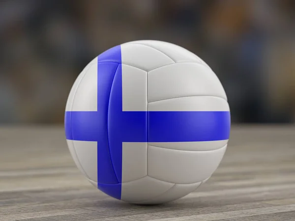 Bola Voleibol Bandera Finlandia Suelo Madera Ilustración — Foto de Stock
