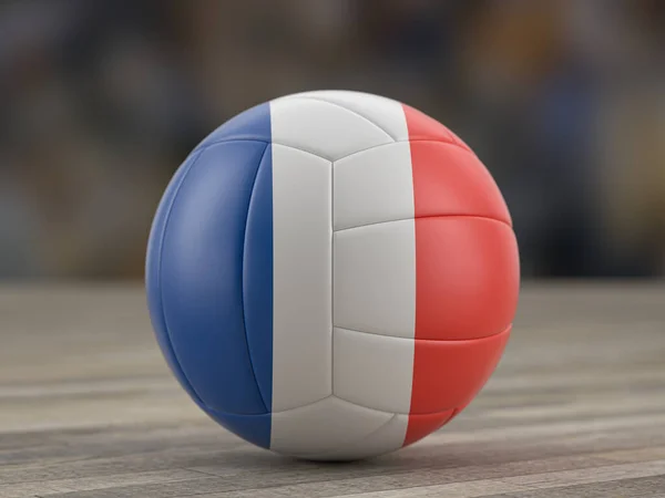 Piłka Siatkowa Flaga Francji Drewnianej Podłodze Ilustracja — Zdjęcie stockowe