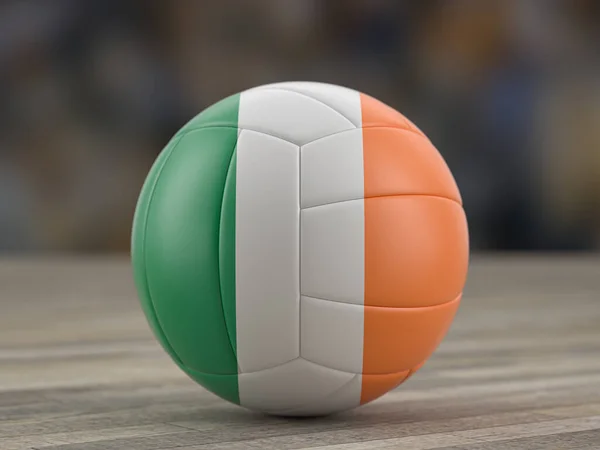 Volleyball Ball Ireland Flag Wooden Floor Illustration — Stock Photo, Image