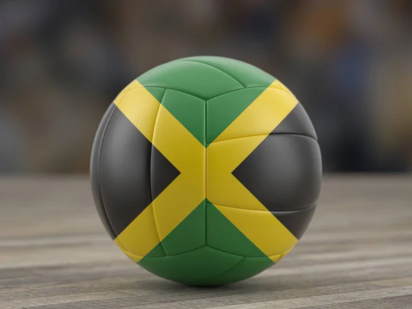 Siatkówka Jamajka Flaga Drewnianej Podłodze Ilustracja — Zdjęcie stockowe