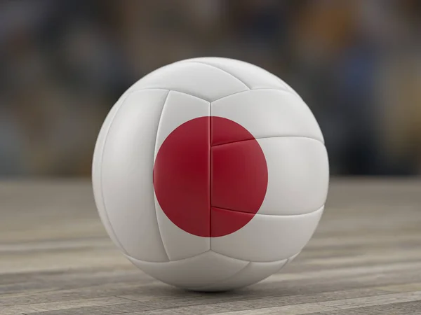 Volleyball Japan Flagge Auf Einem Holzboden Illustration — Stockfoto
