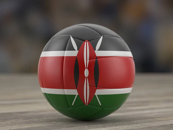 Volejbal Kenya Vlajka Dřevěné Podlaze Ilustrace — Stock fotografie