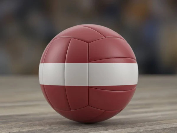Balón Voleibol Bandera Letonia Suelo Madera Ilustración — Foto de Stock