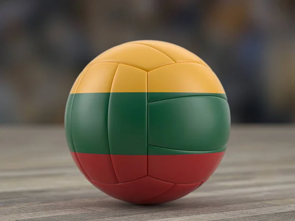 Voleibol Bandera Lituania Suelo Madera Ilustración —  Fotos de Stock
