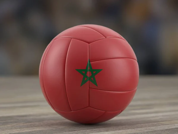 Volleybal Marokko Vlag Een Houten Vloer Illustratie — Stockfoto